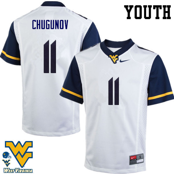 NCAA Youth Chris Chugunov West Virginia Mountaineers White #11 Nike Stitched Football College Authentic Jersey GZ23L21WS